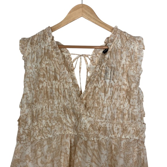 Torrid Babydoll Top Plus Size 2X Sheer Smocked Surplice Shirt Cottagecore Boho - Picture 4 of 8